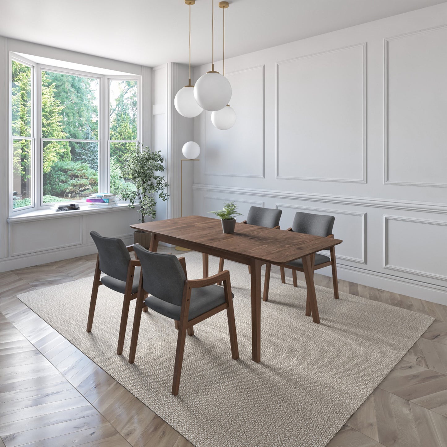 Juego de Comedor Extensible Maui de Madera con 4 Sillas