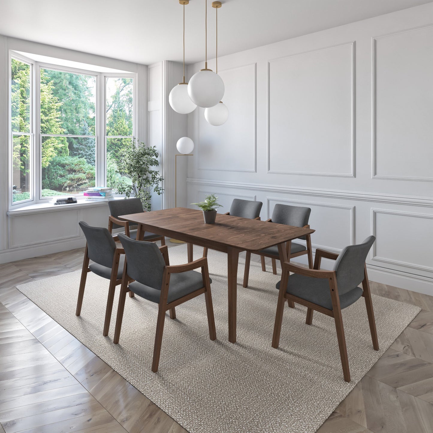 Juego de Comedor Extensible Maui de Madera con 6 Sillas