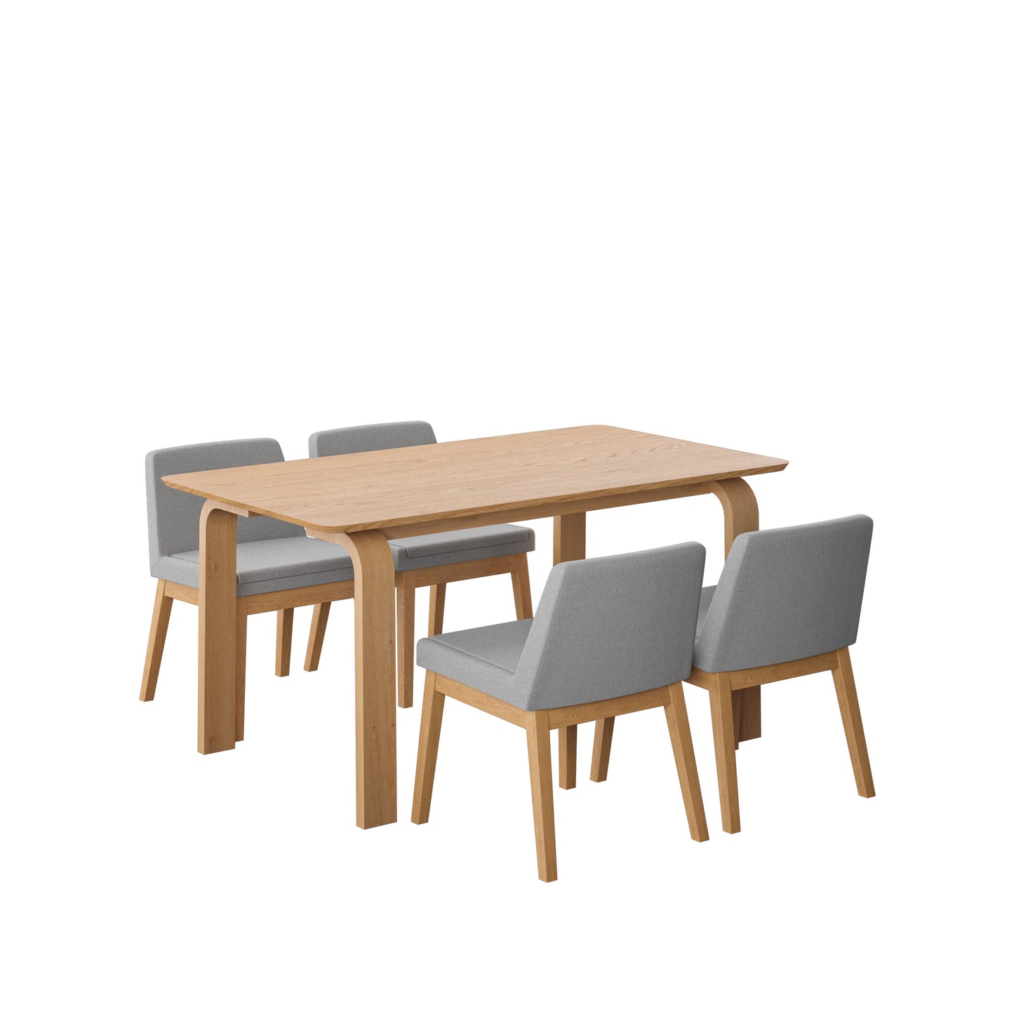 Juego de Comedor Amalfi de Madera con 4 Sillas Tapizadas