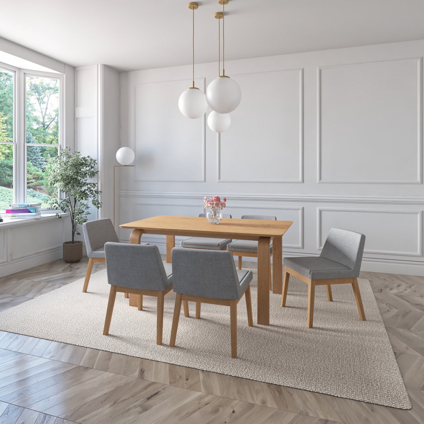 Juego de Comedor Amalfi de Madera con 6 Sillas Tapizadas