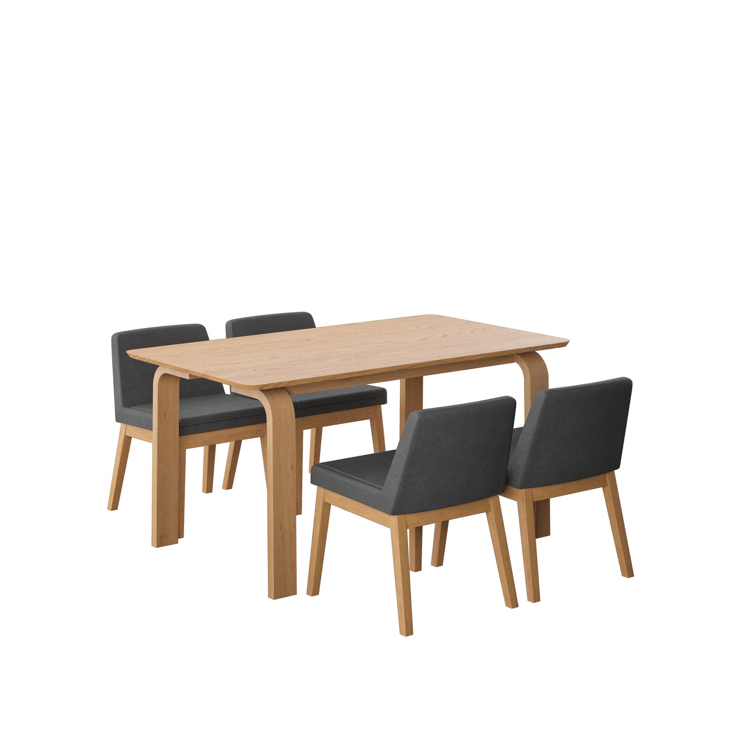 Juego de Comedor Amalfi de Madera con 4 Sillas Tapizadas