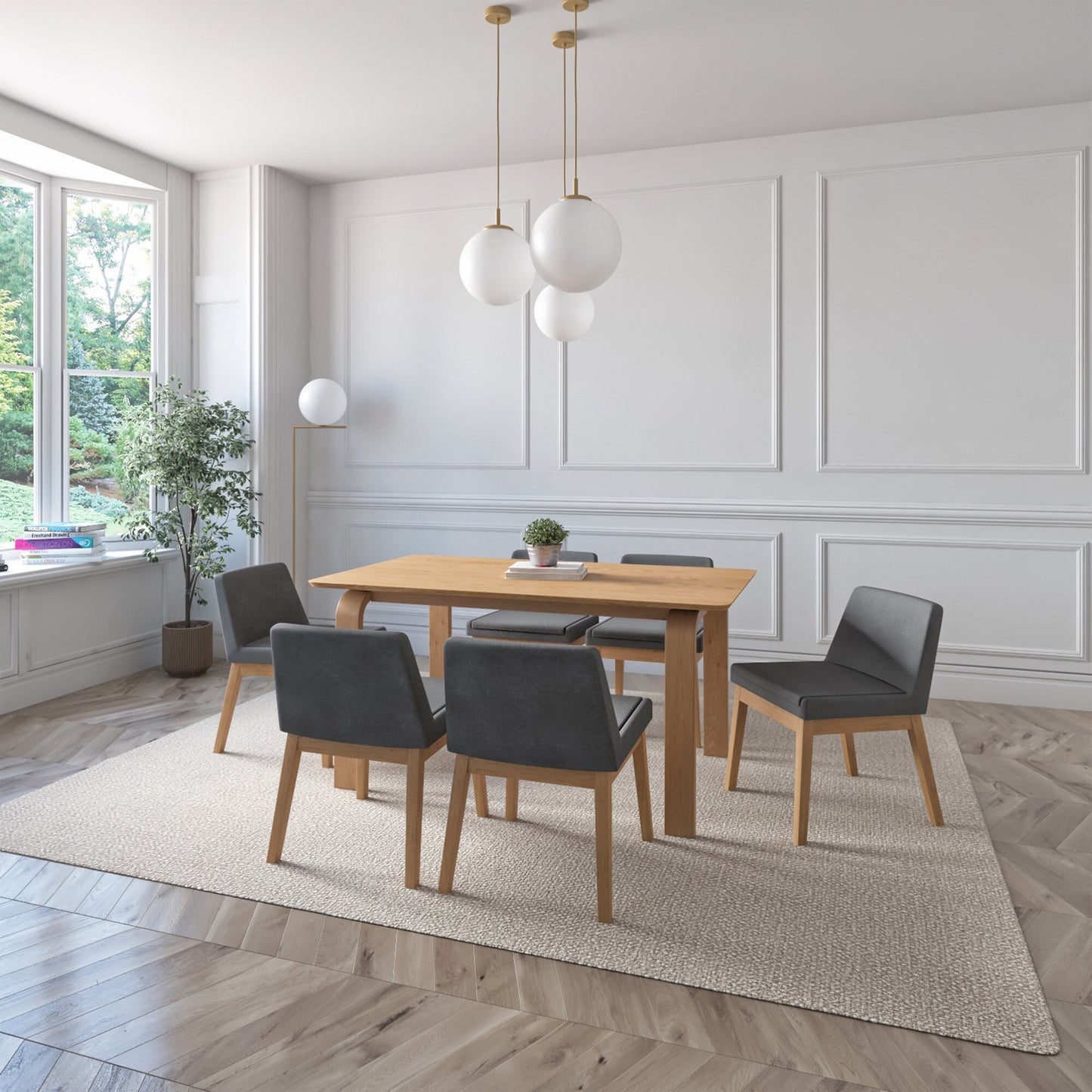 Juego de Comedor Amalfi de Madera con 6 Sillas Tapizadas