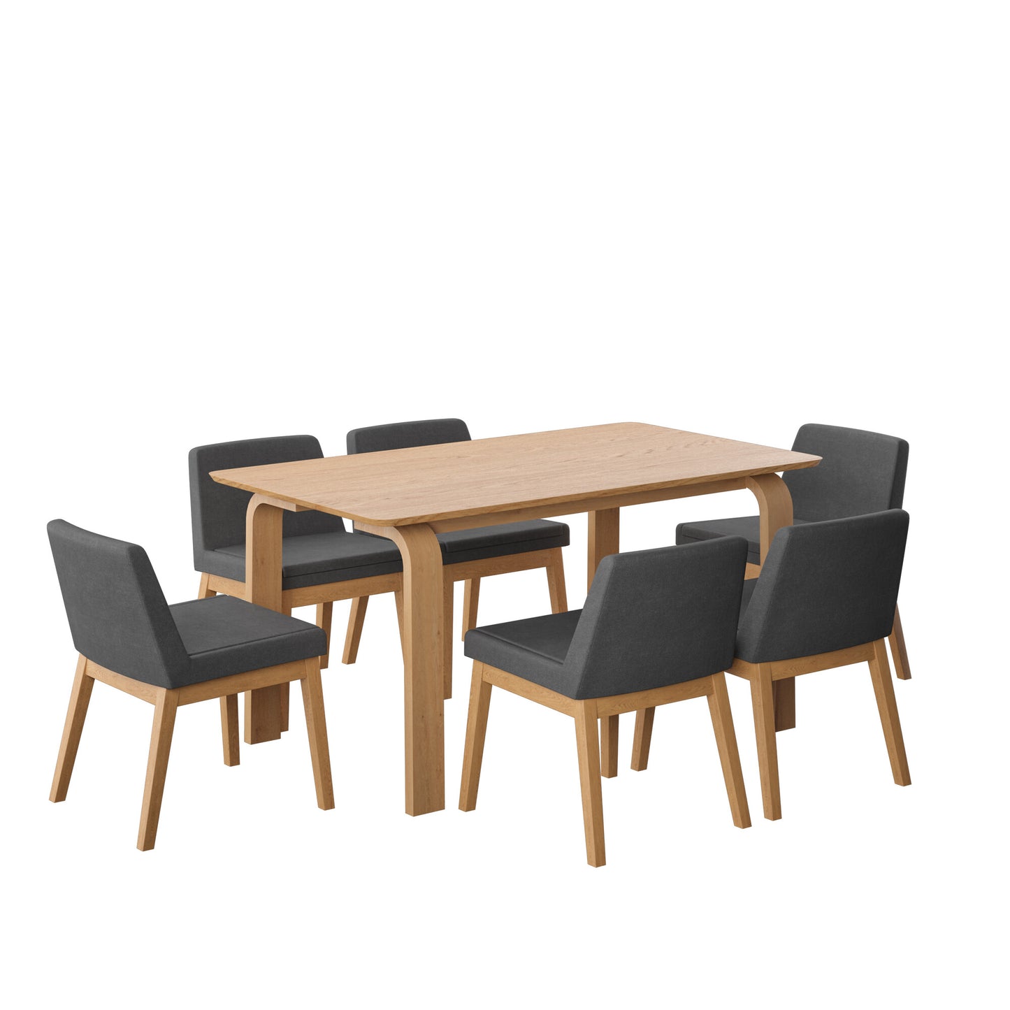 Juego de Comedor Amalfi de Madera con 6 Sillas Tapizadas