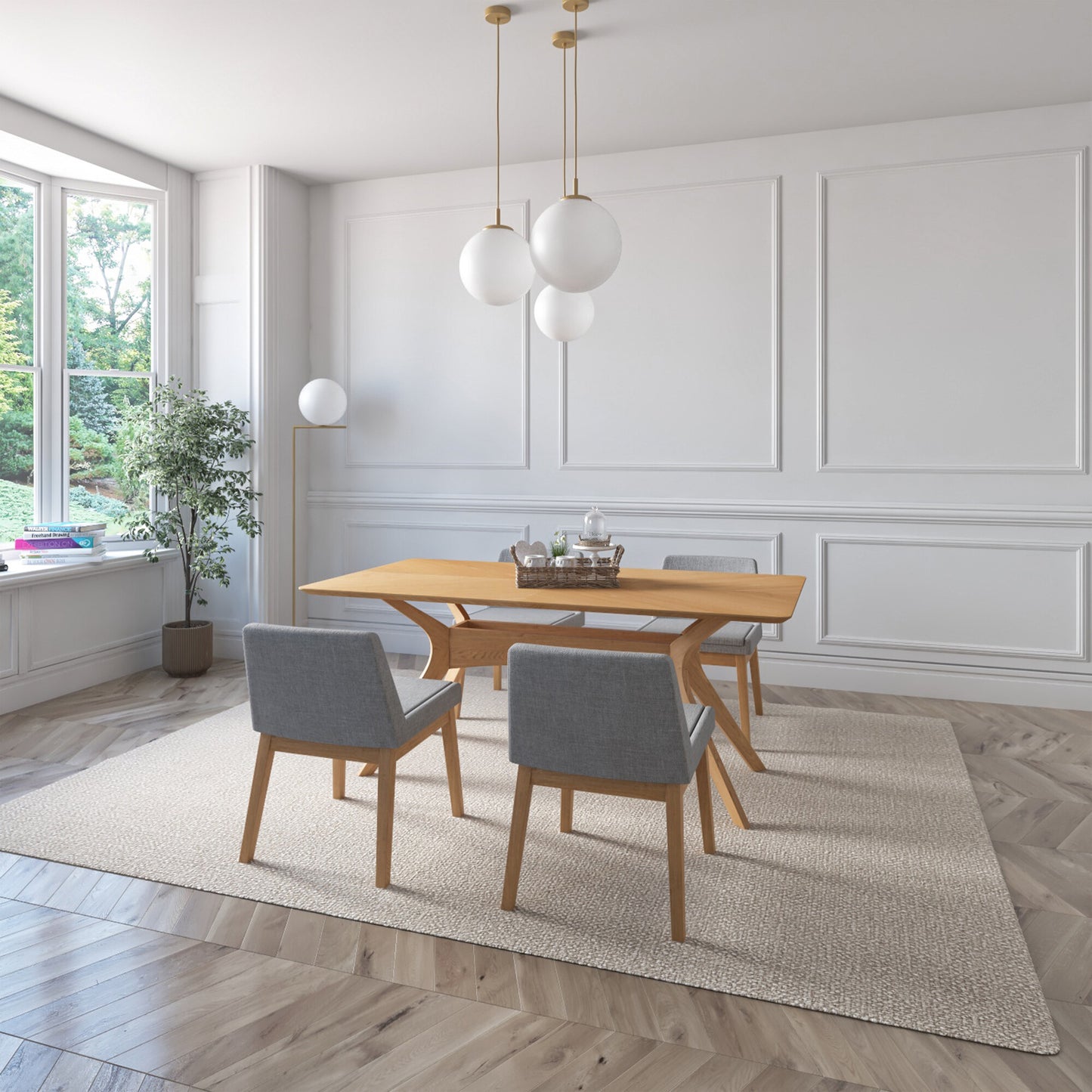 Juego de Comedor Lisboa de Madera con 4 Sillas Tapizadas