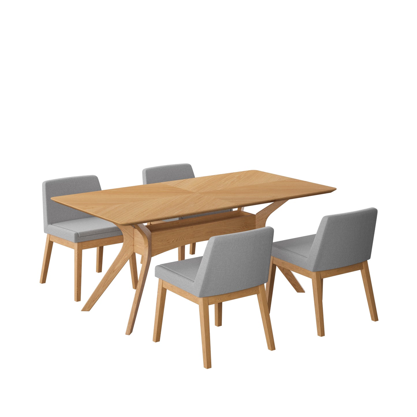 Juego de Comedor Lisboa de Madera con 4 Sillas Tapizadas