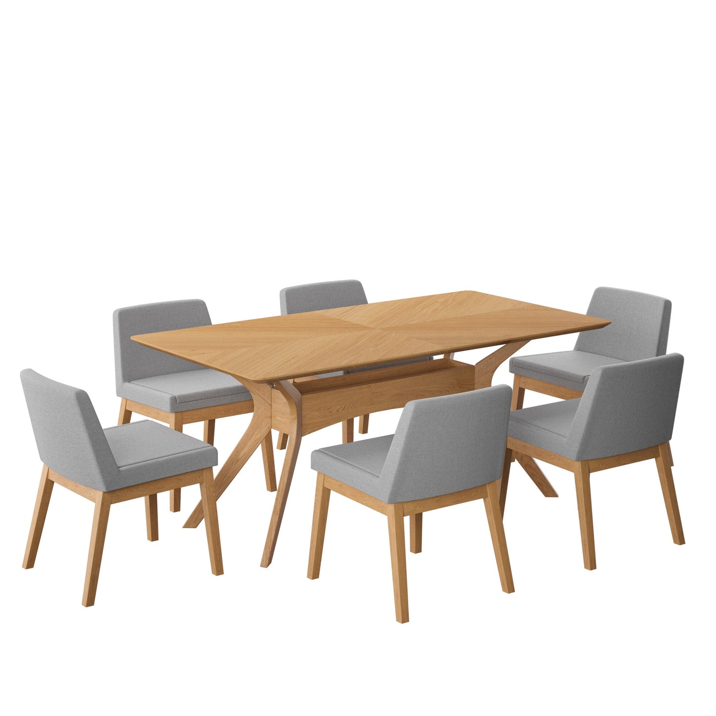 Juego de Comedor Lisboa de Madera con 6 Sillas Tapizadas