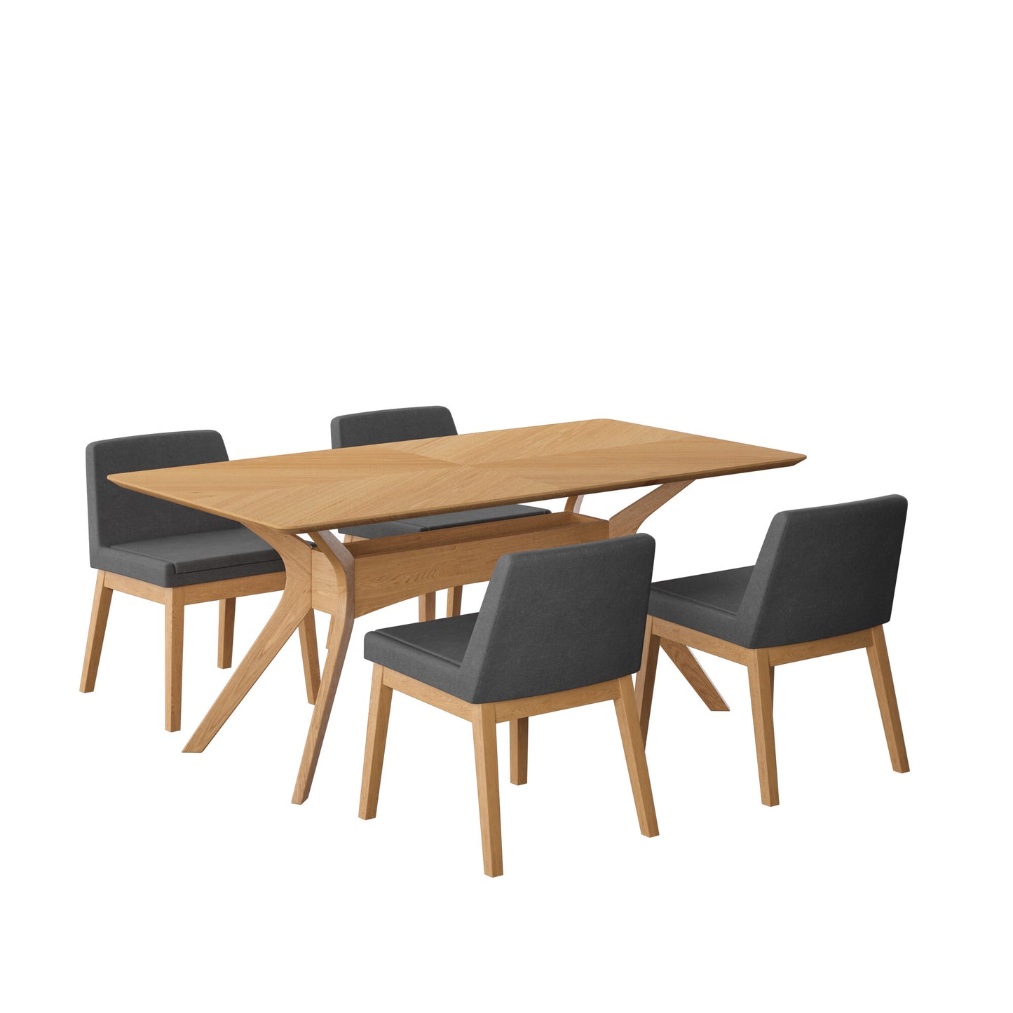 Juego de Comedor Lisboa de Madera con 4 Sillas Tapizadas