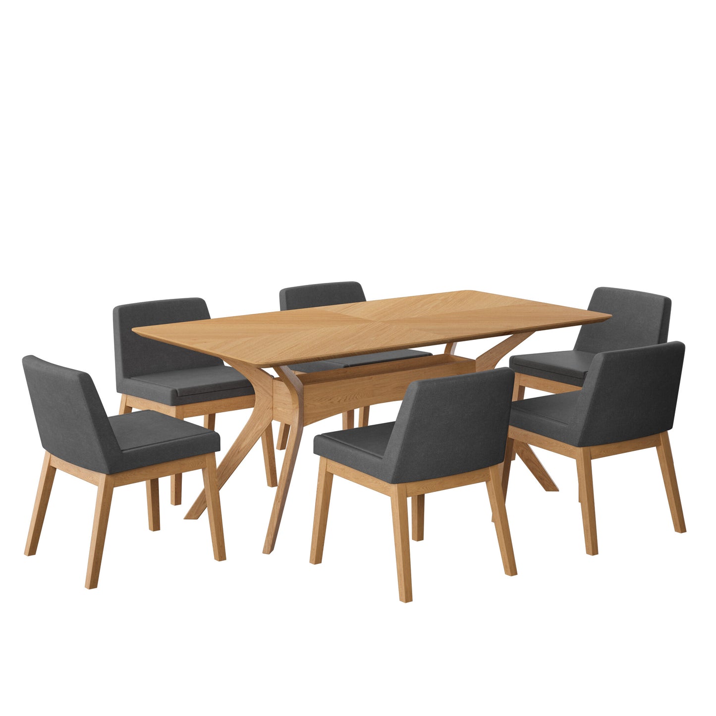 Juego de Comedor Lisboa de Madera con 6 Sillas Tapizadas