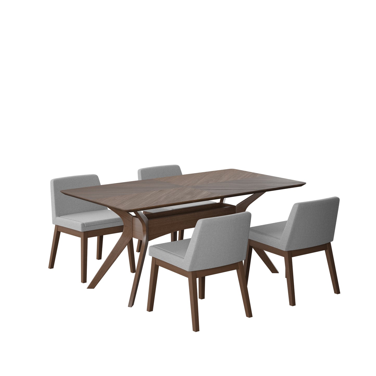 Juego de Comedor Lisboa de Madera con 4 Sillas Tapizadas