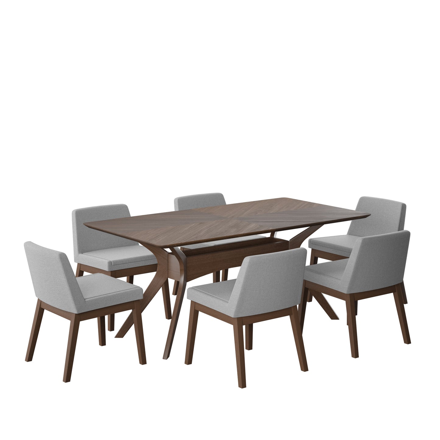 Juego de Comedor Lisboa de Madera con 6 Sillas Tapizadas