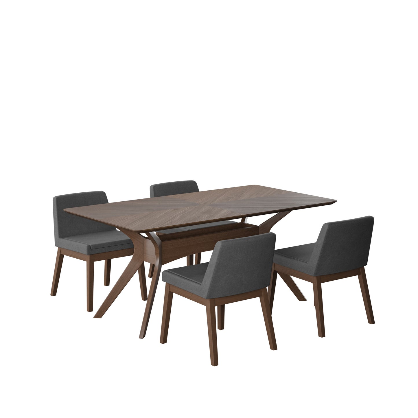 Juego de Comedor Lisboa de Madera con 4 Sillas Tapizadas