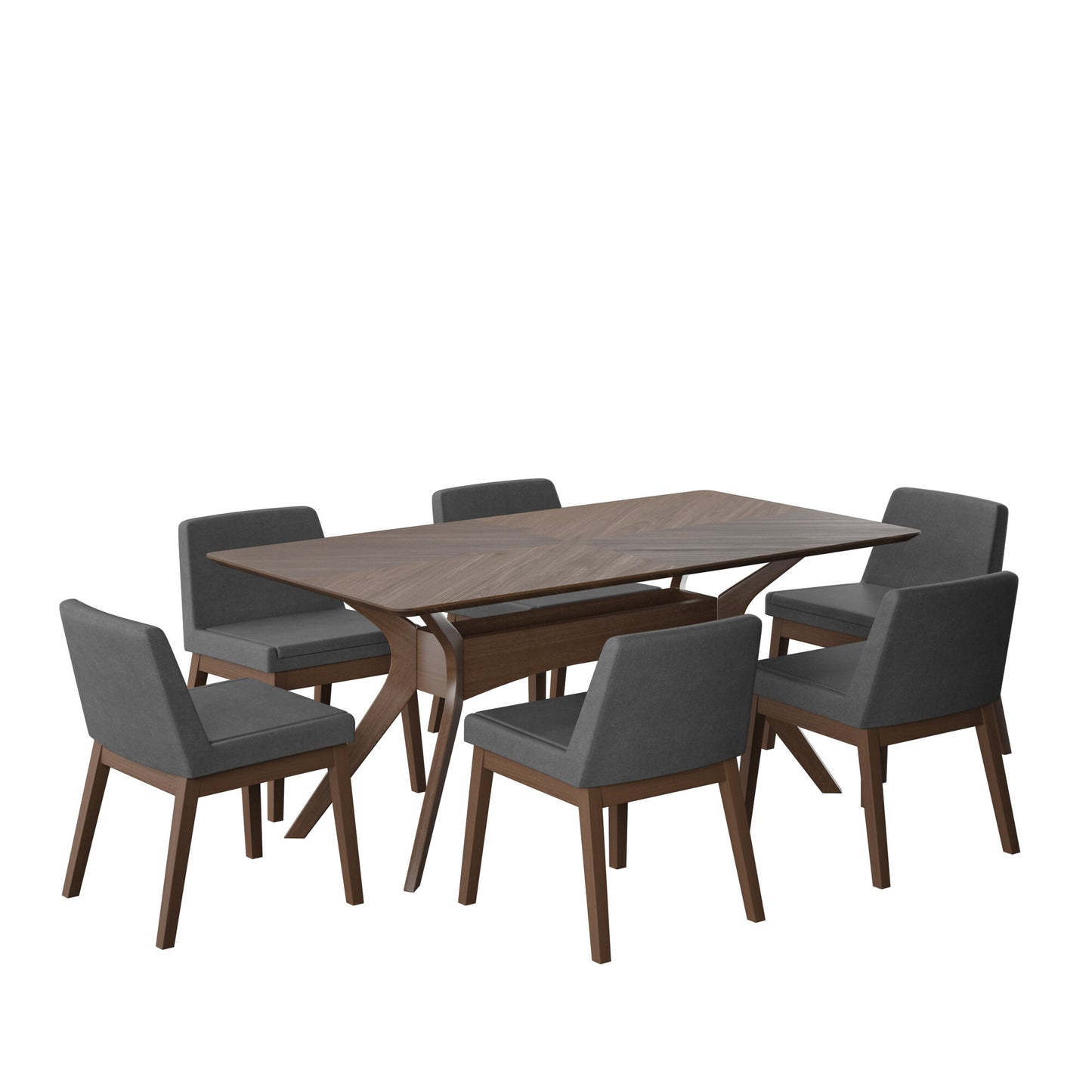 Juego de Comedor Lisboa de Madera con 6 Sillas Tapizadas