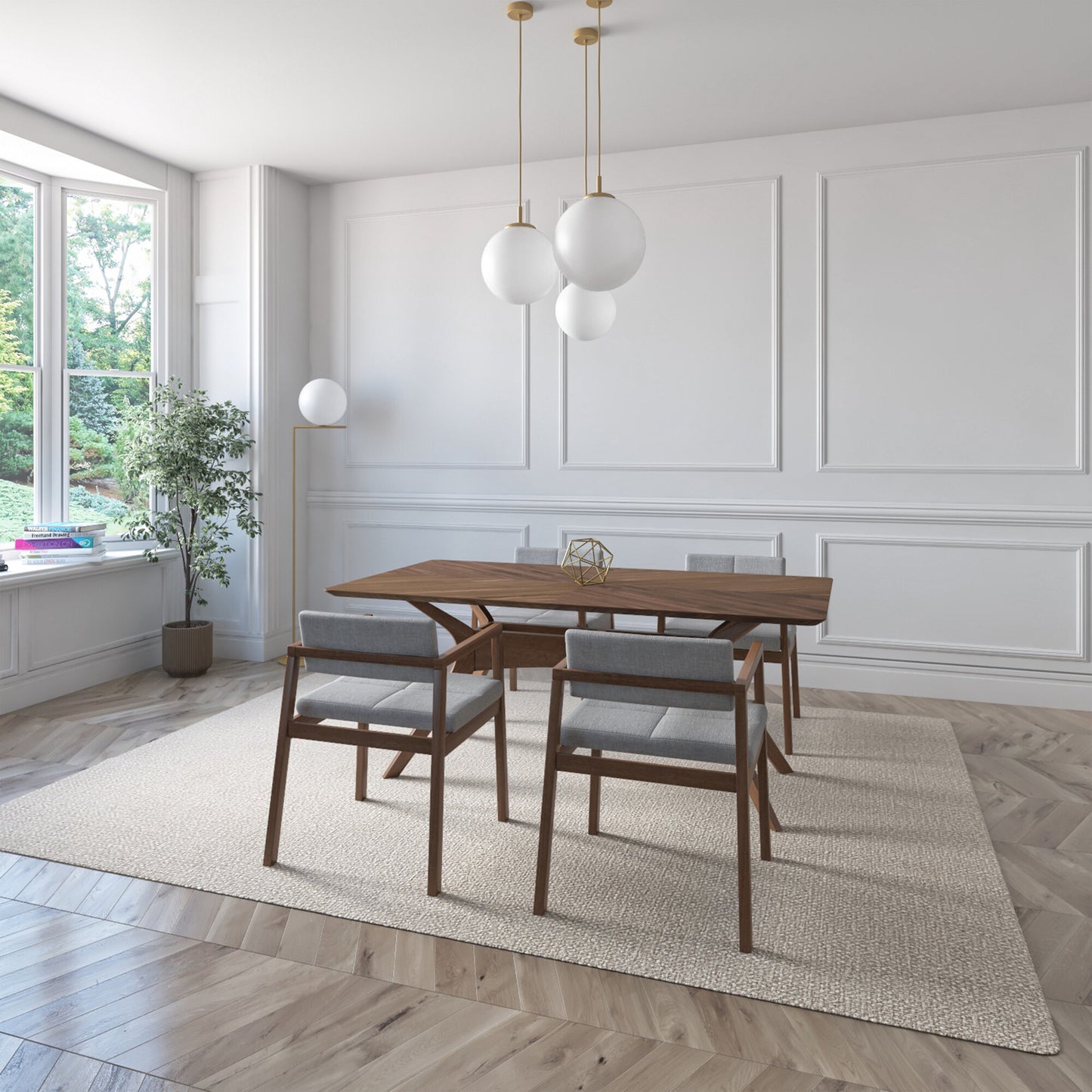 Juego de Comedor Capri de Madera con 4 Sillas Tapizadas