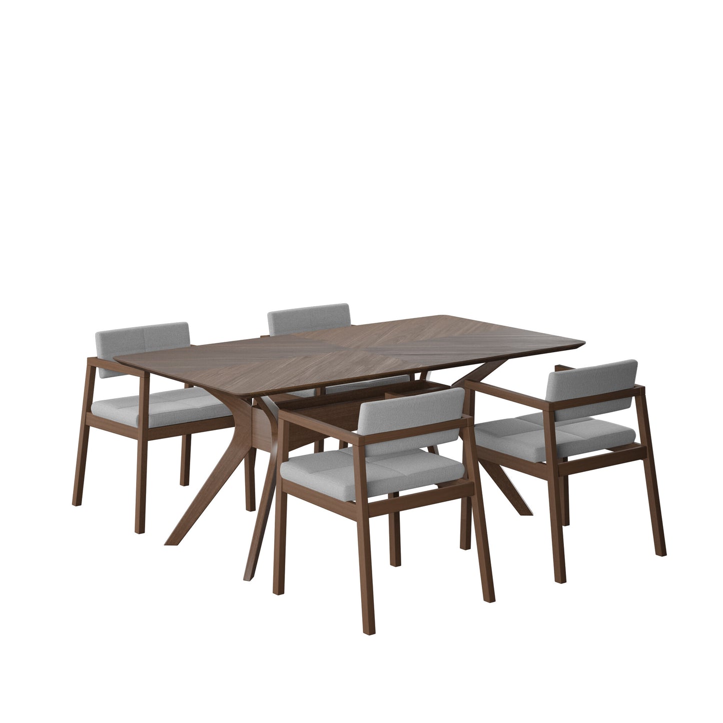Juego de Comedor Capri de Madera con 4 Sillas Tapizadas
