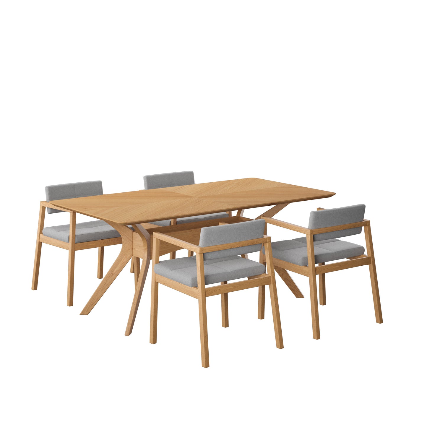 Juego de Comedor Capri de Madera con 4 Sillas Tapizadas