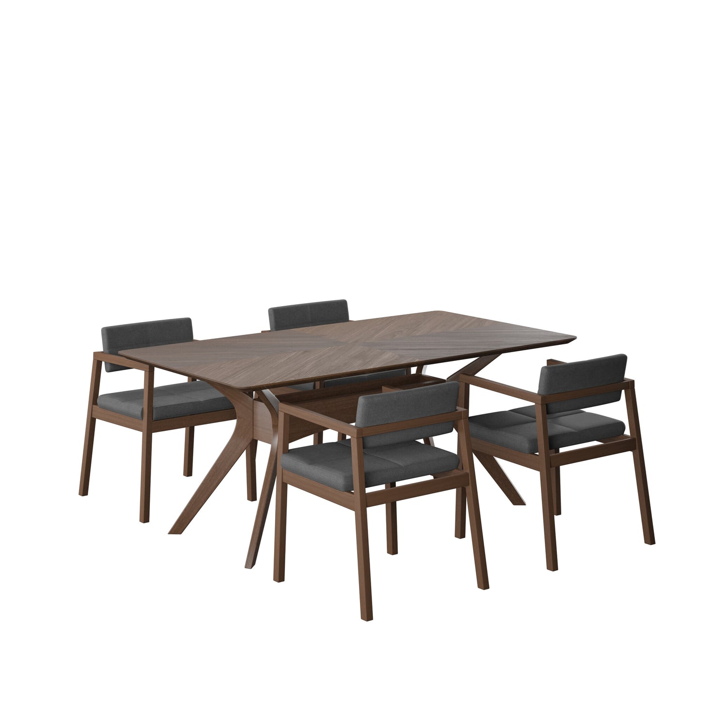 Juego de Comedor Capri de Madera con 4 Sillas Tapizadas