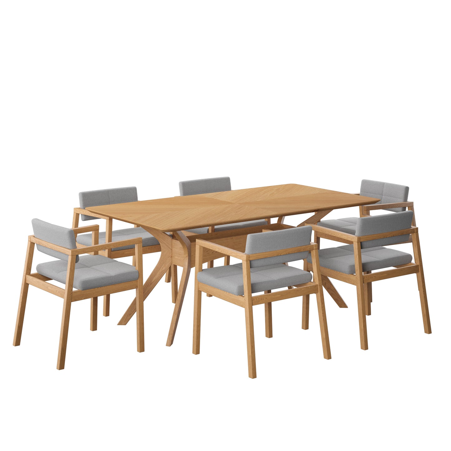 Juego de Comedor Capri de Madera con 6 Sillas Tapizadas