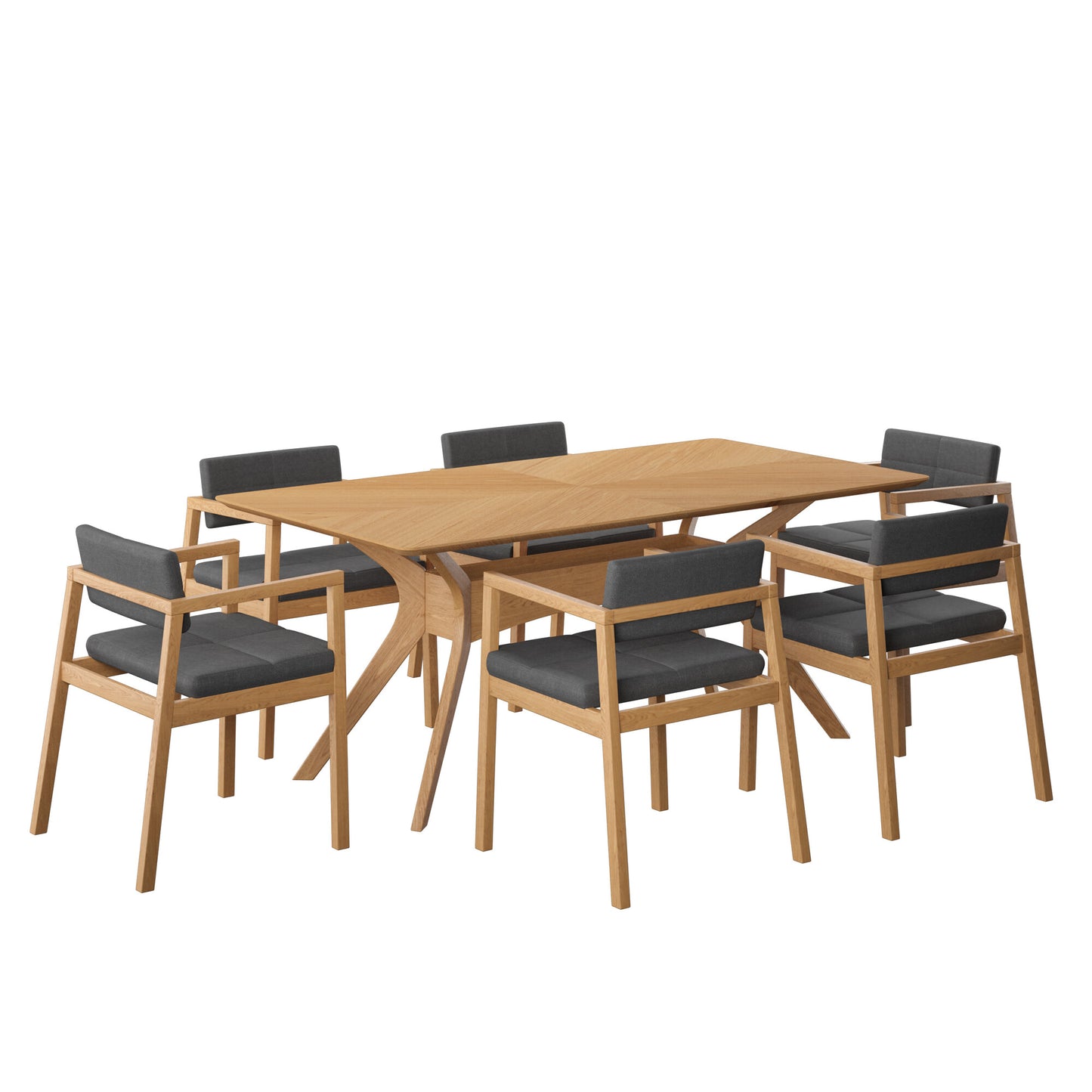 Juego de Comedor Capri de Madera con 6 Sillas Tapizadas