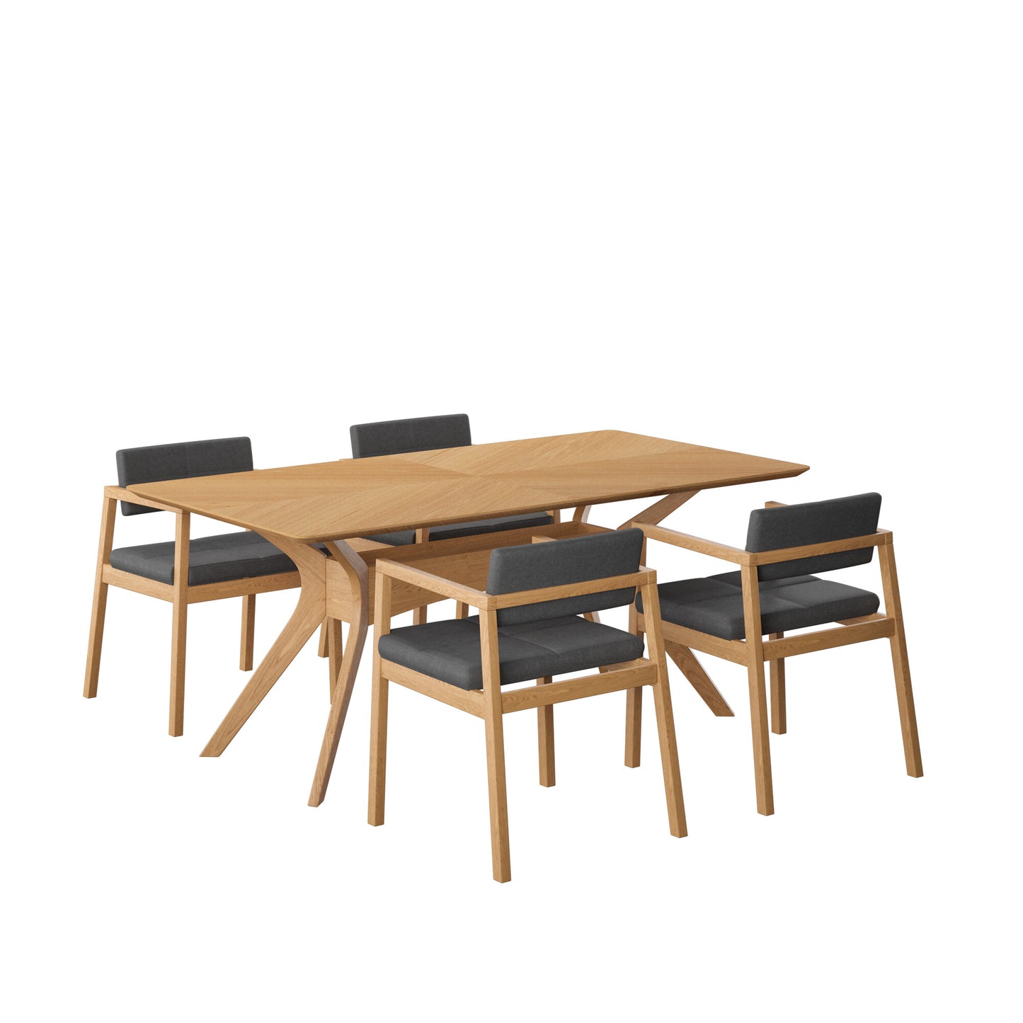 Juego de Comedor Capri de Madera con 4 Sillas Tapizadas