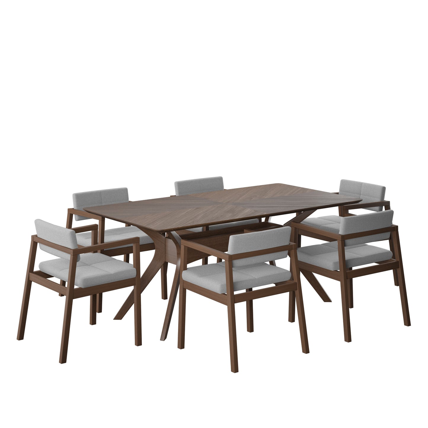 Juego de Comedor Capri de Madera con 6 Sillas Tapizadas