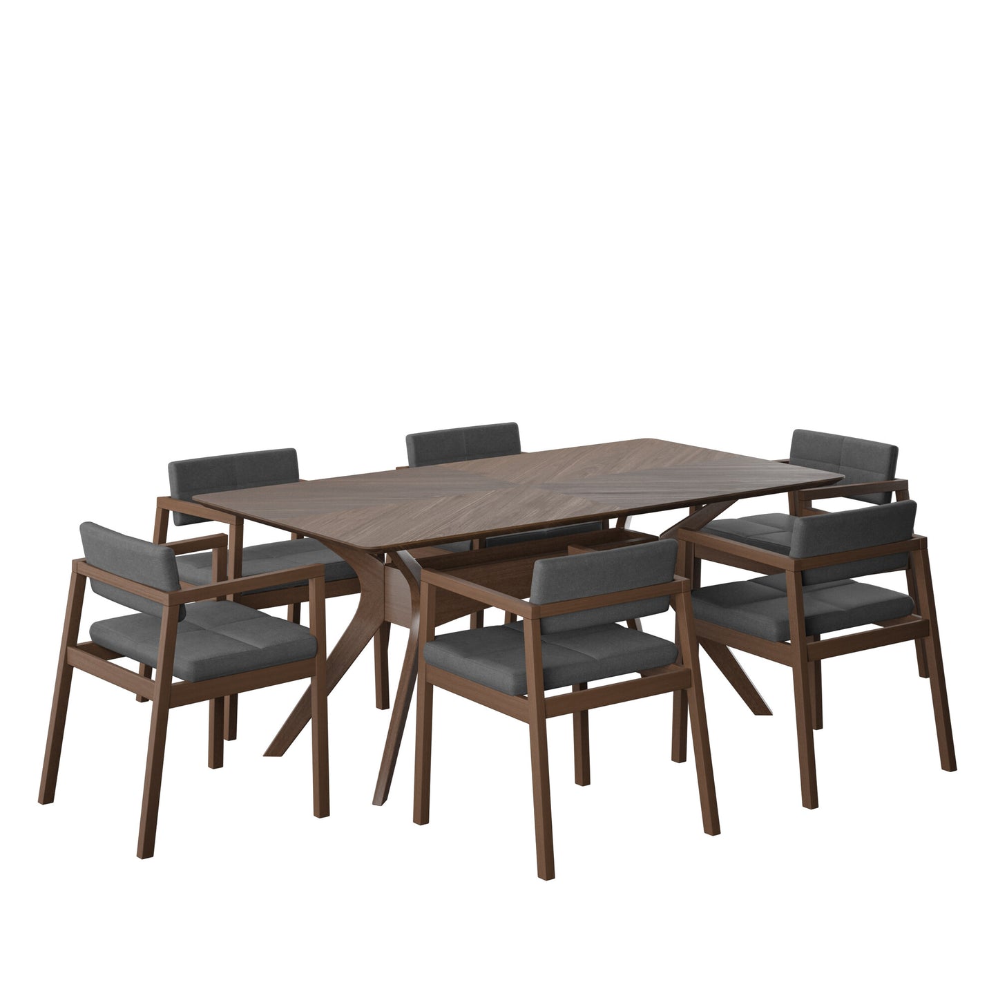 Juego de Comedor Capri de Madera con 6 Sillas Tapizadas
