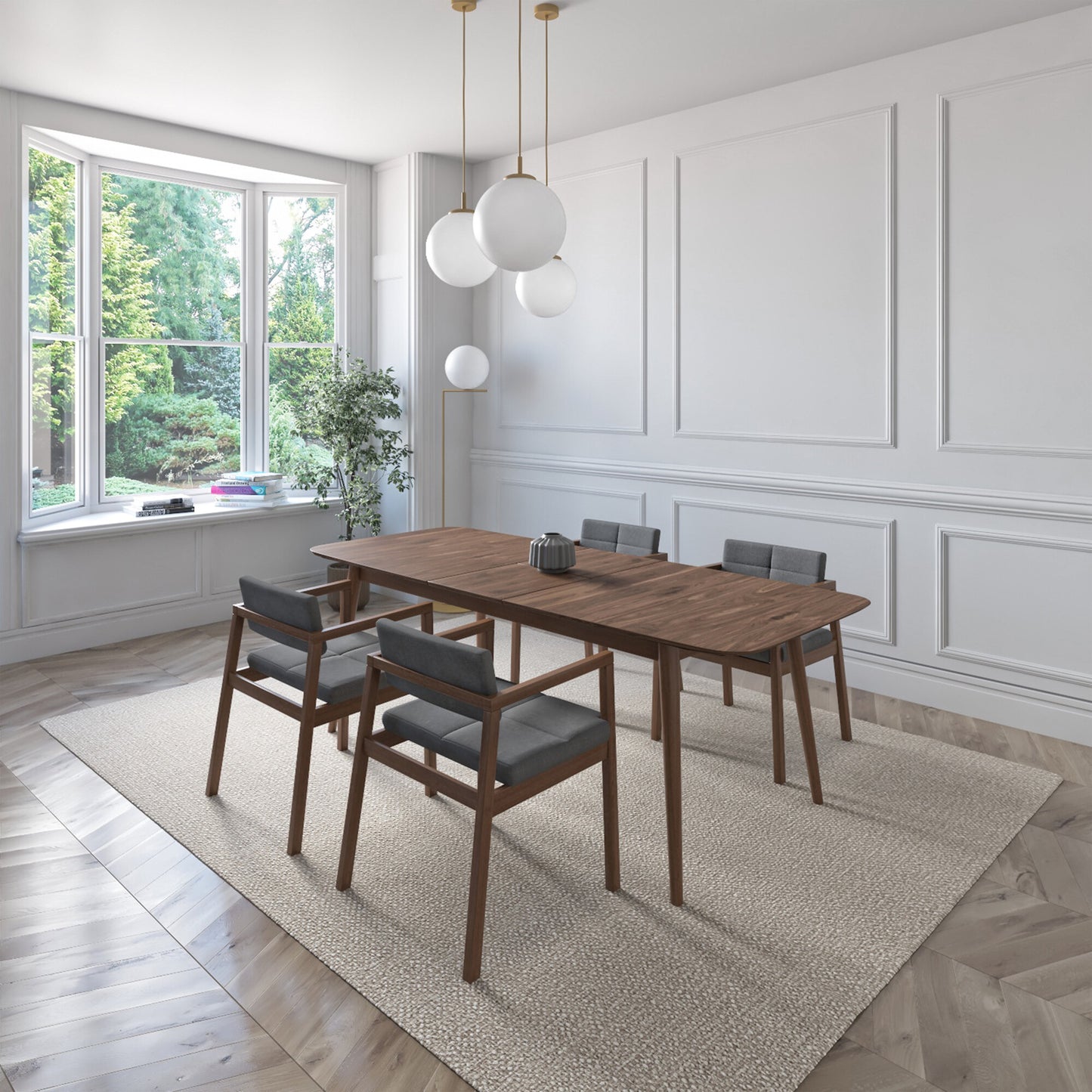 Juego de Comedor Extensible Praga de Madera con 4 Sillas