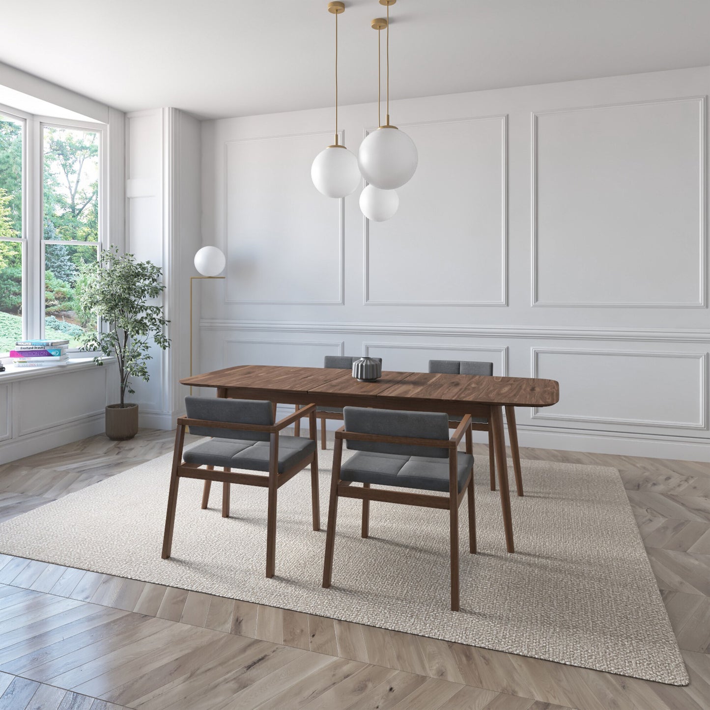 Juego de Comedor Extensible Praga de Madera con 4 Sillas