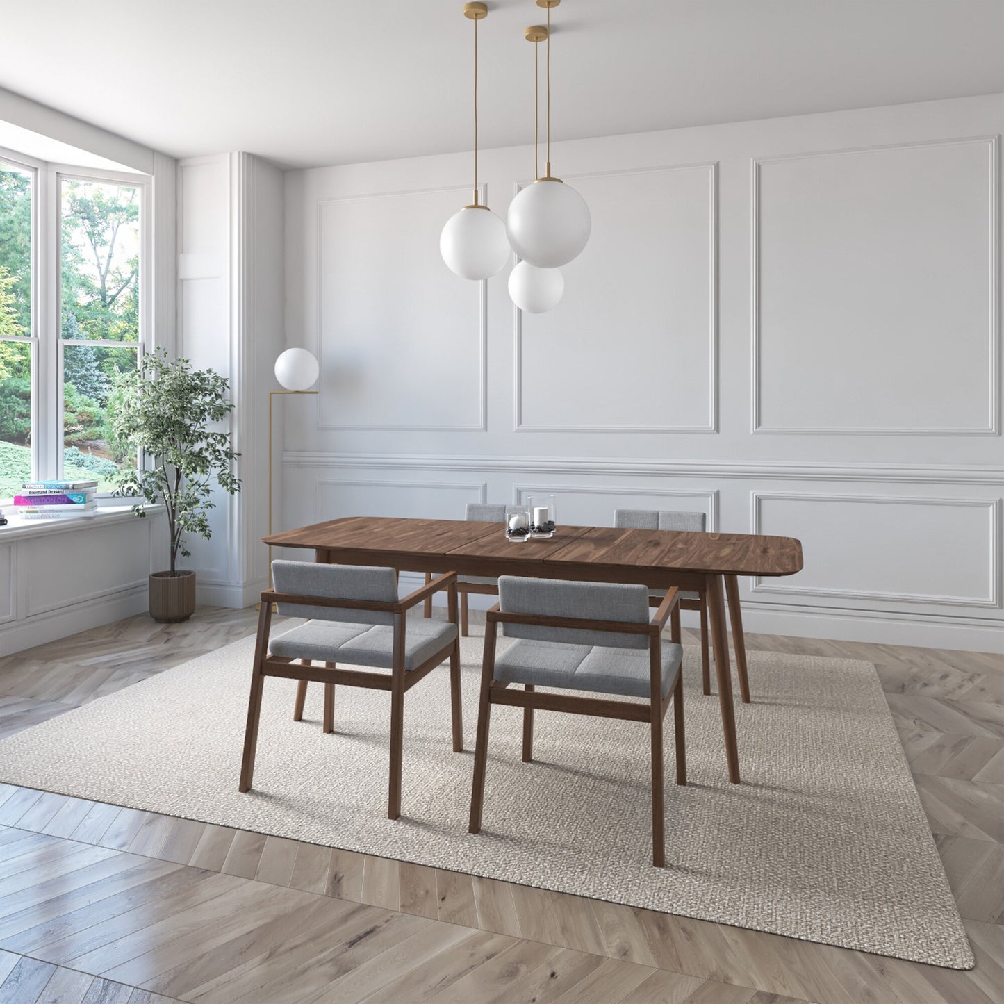 Juego de Comedor Extensible Praga de Madera con 4 Sillas