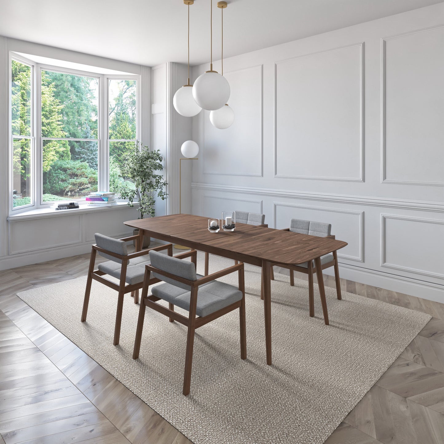 Juego de Comedor Extensible Praga de Madera con 4 Sillas