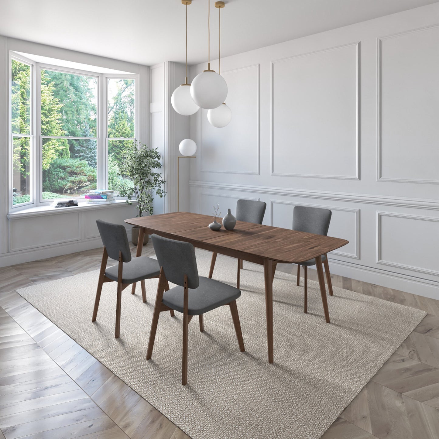 Juego de Comedor Extensible Rio de Madera con 4 Sillas