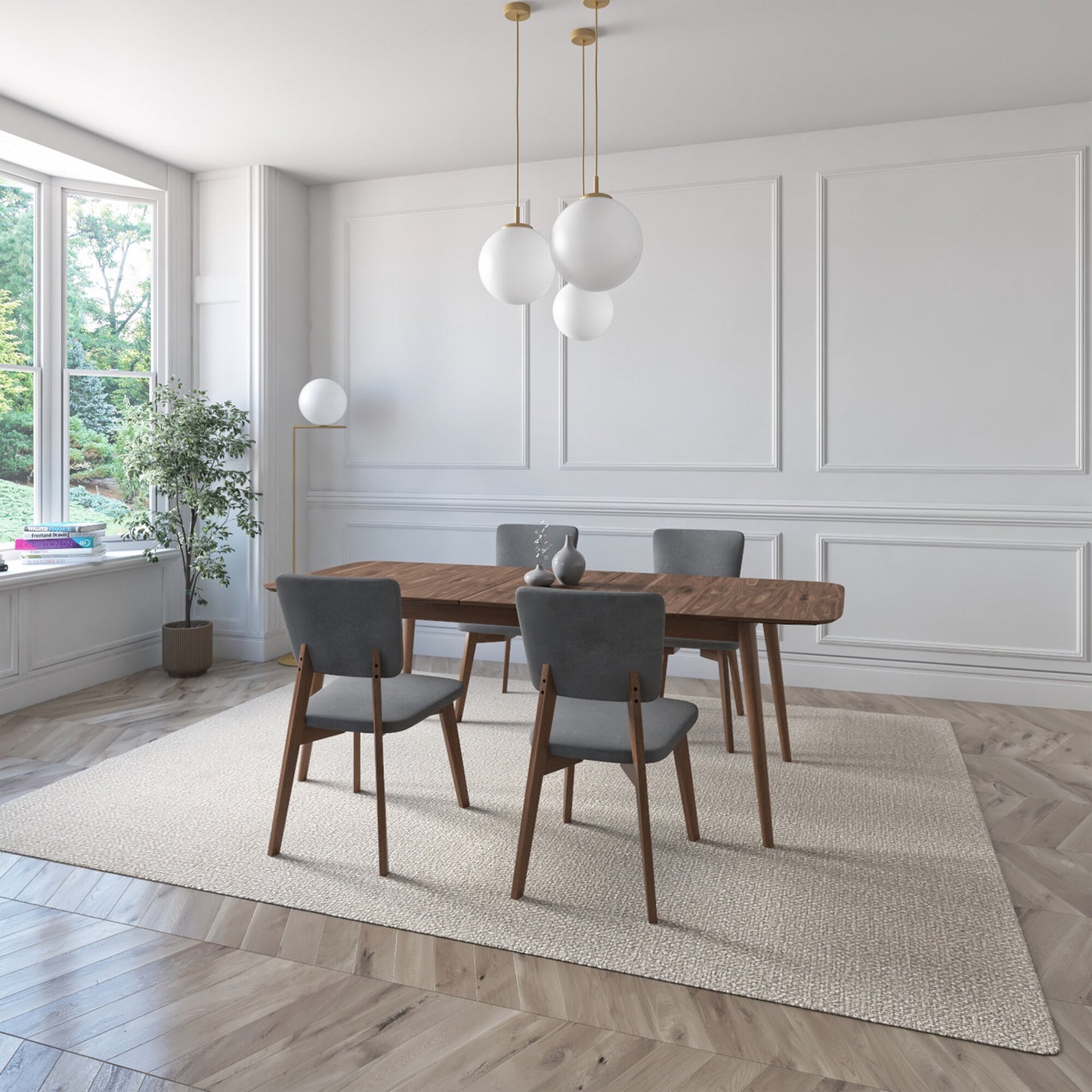 Juego de Comedor Extensible Rio de Madera con 4 Sillas