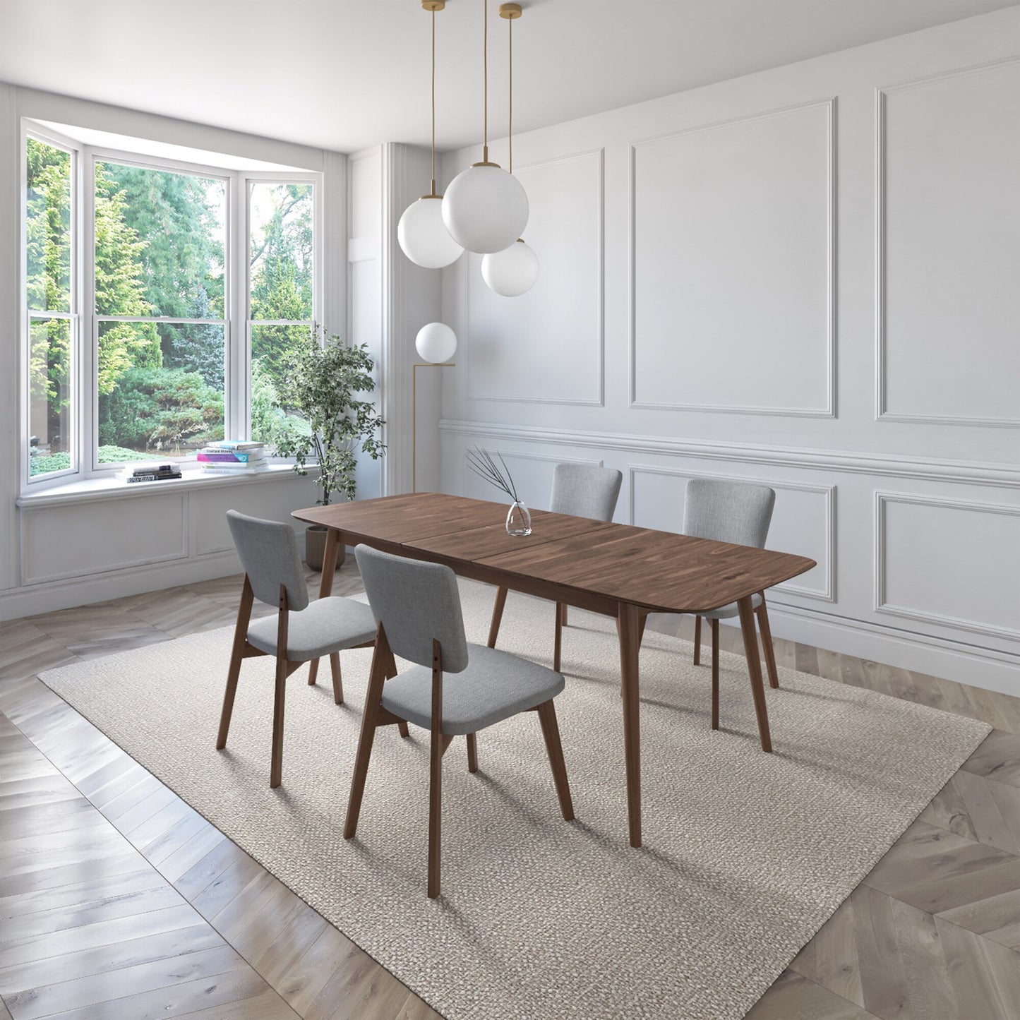 Juego de Comedor Extensible Rio de Madera con 4 Sillas