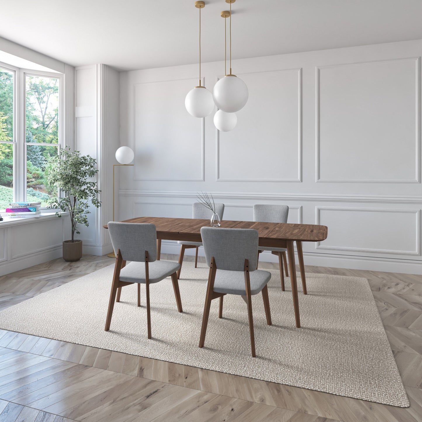 Juego de Comedor Extensible Rio de Madera con 4 Sillas