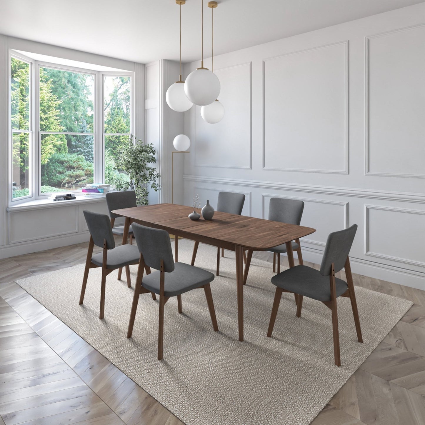 Juego de Comedor Extensible Rio de Madera con 6 Sillas