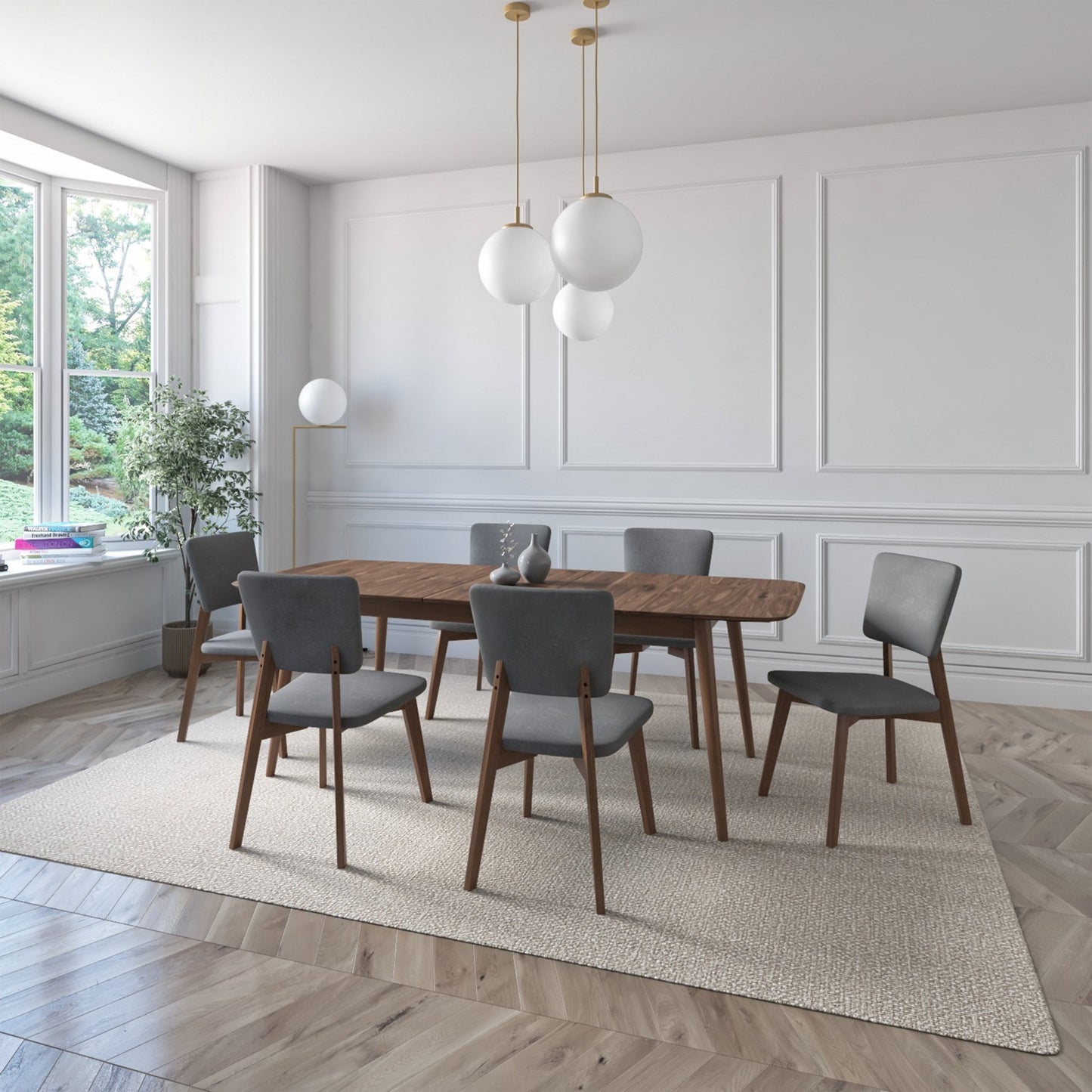 Juego de Comedor Extensible Rio de Madera con 6 Sillas