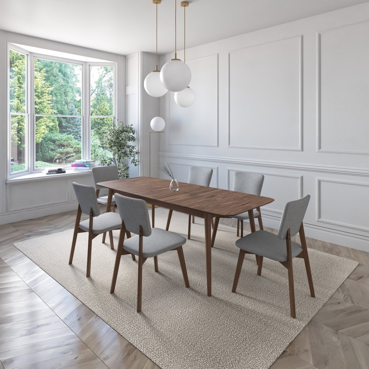 Juego de Comedor Extensible Rio de Madera con 6 Sillas