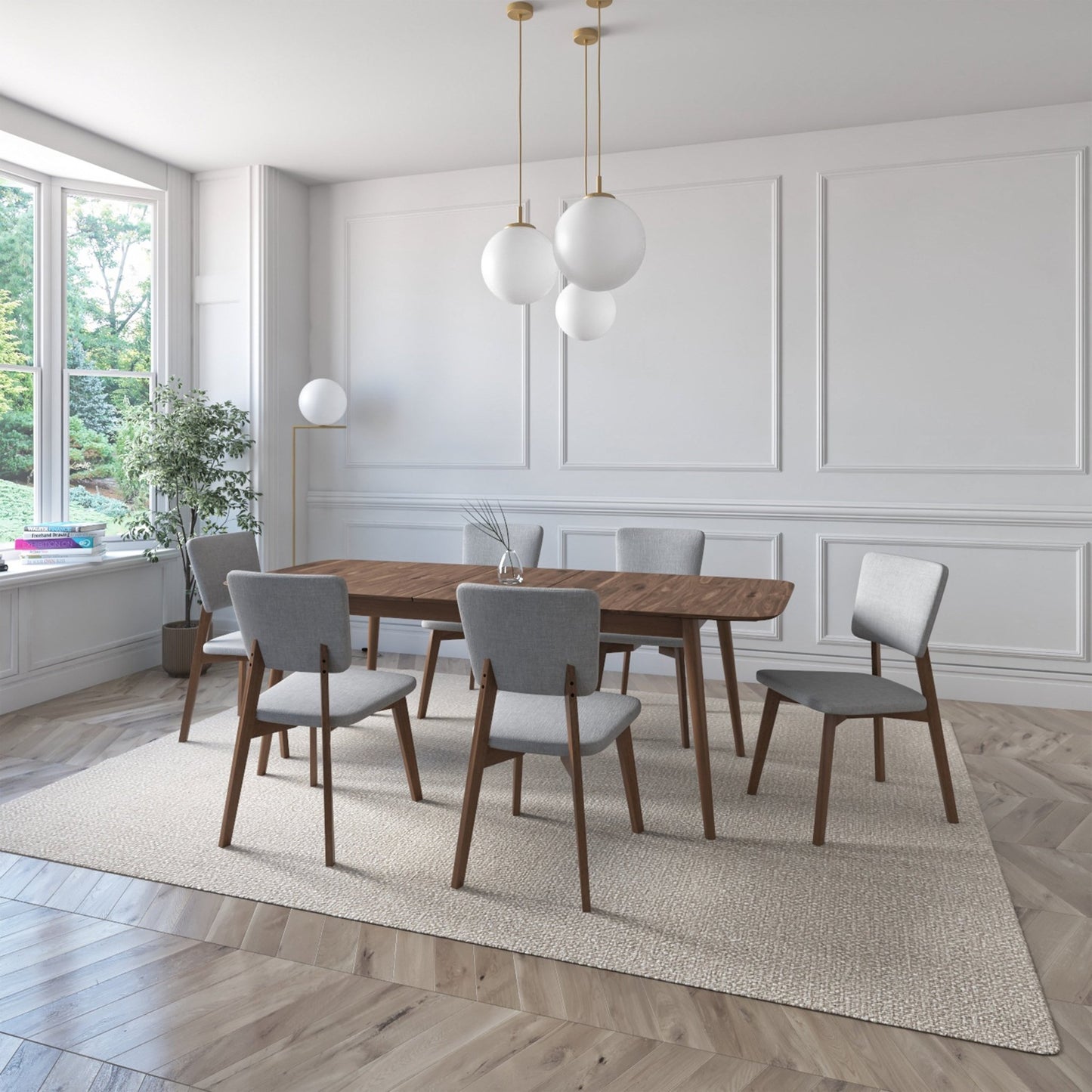 Juego de Comedor Extensible Rio de Madera con 6 Sillas