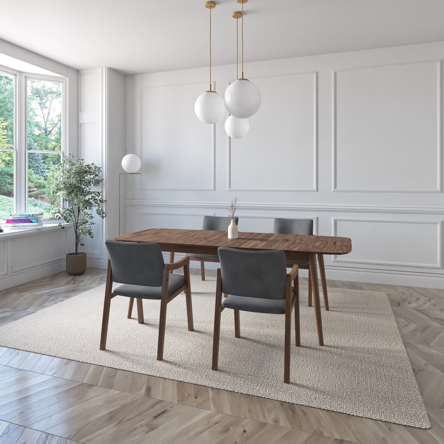 Juego de Comedor Extensible Seul de Madera con 4 Sillas