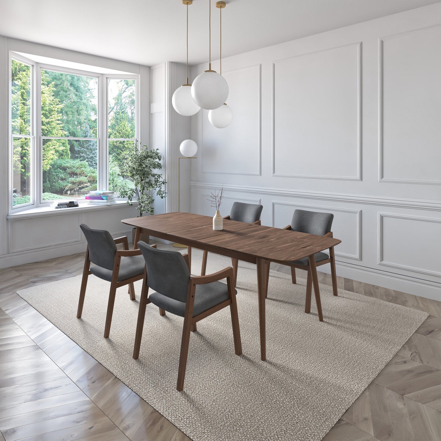 Juego de Comedor Extensible Seul de Madera con 4 Sillas