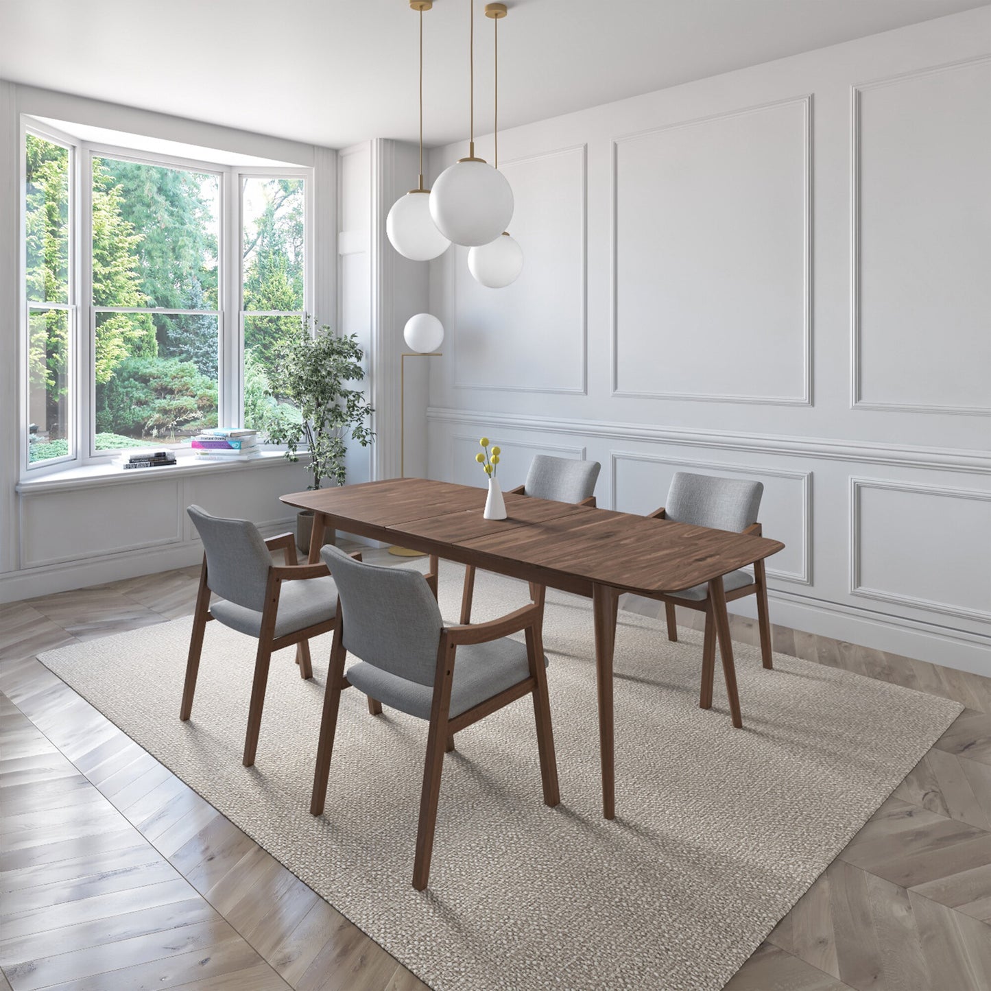 Juego de Comedor Extensible Seul de Madera con 4 Sillas