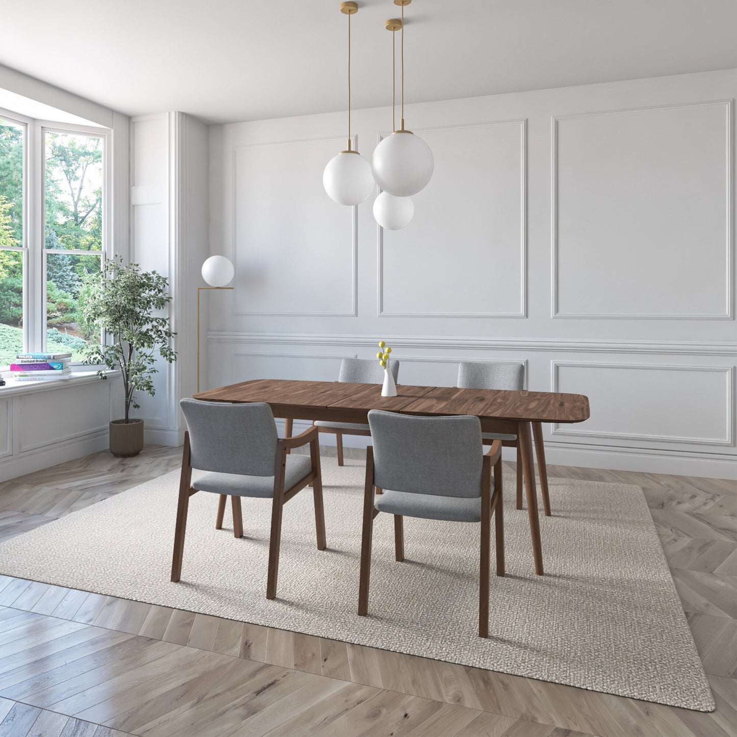 Juego de Comedor Extensible Seul de Madera con 4 Sillas