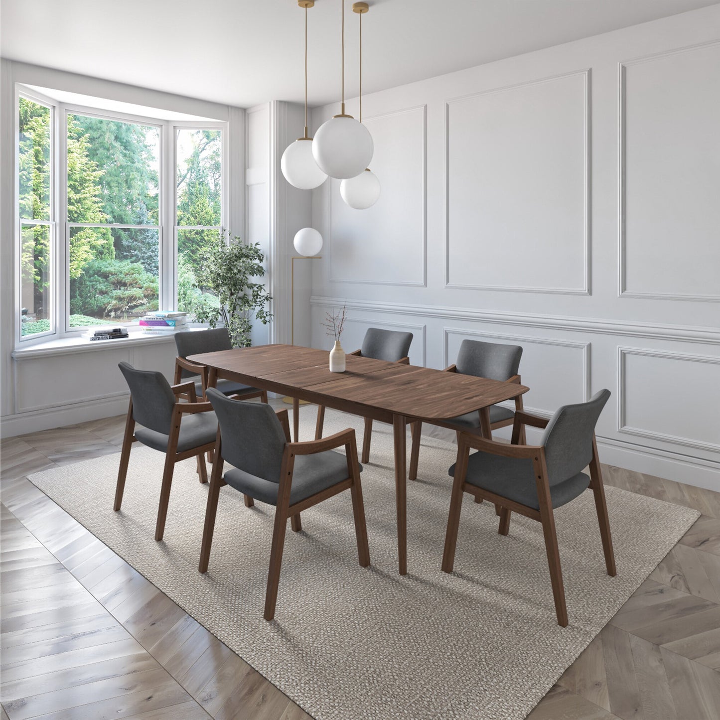 Juego de Comedor Extensible Seul de Madera con 6 Sillas