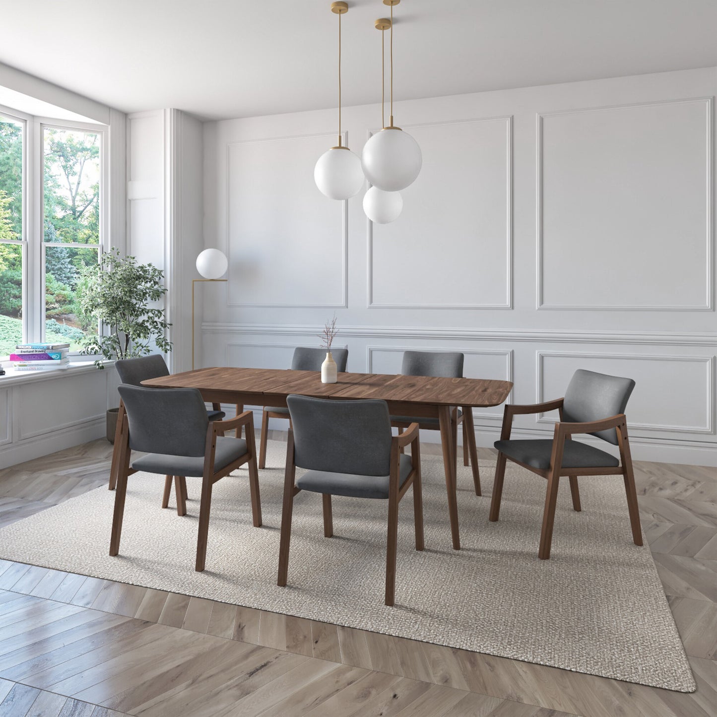 Juego de Comedor Extensible Seul de Madera con 6 Sillas