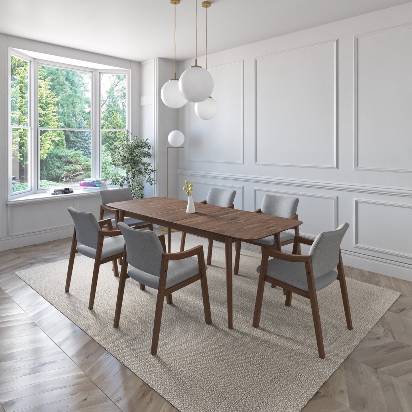 Juego de Comedor Extensible Seul de Madera con 6 Sillas