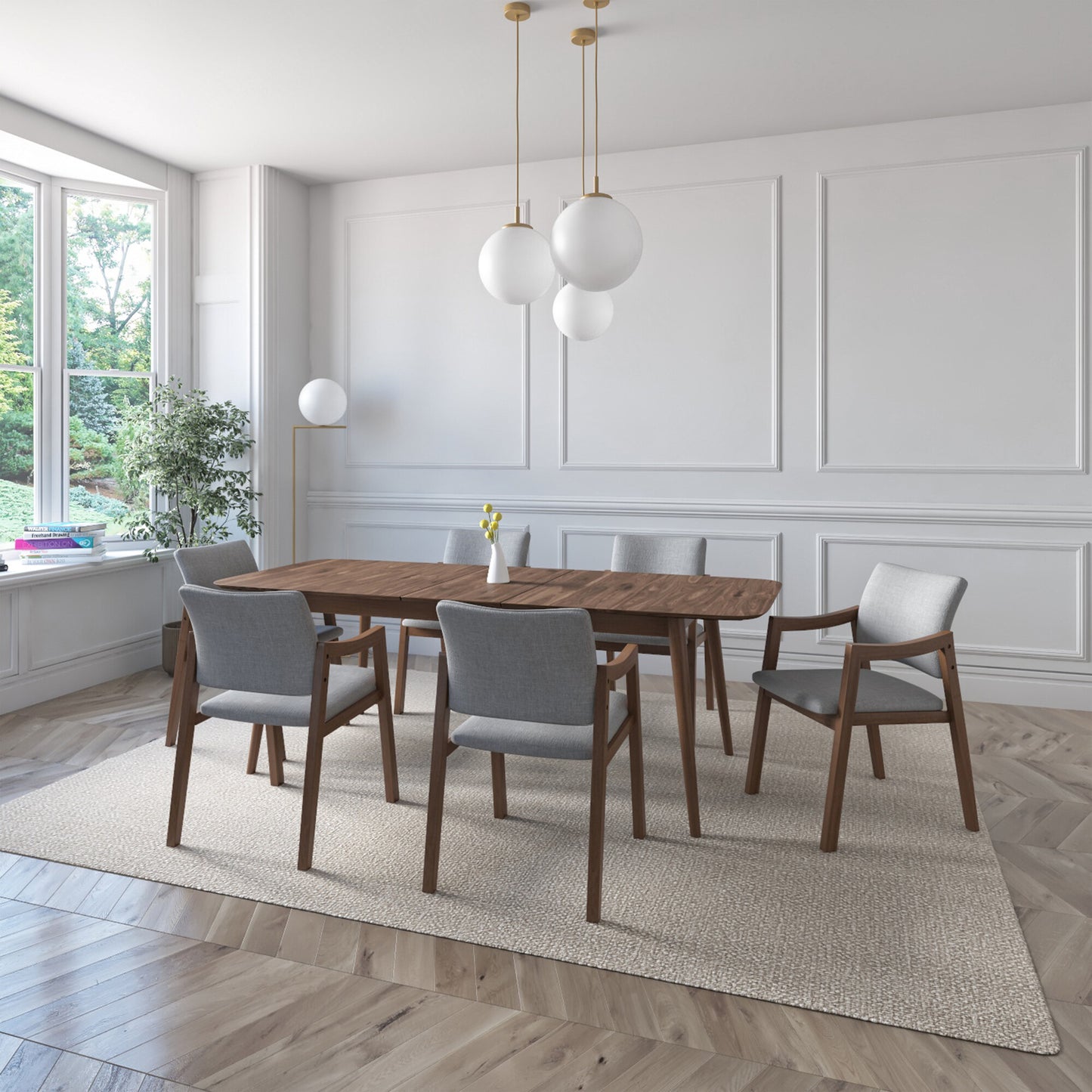 Juego de Comedor Extensible Seul de Madera con 6 Sillas