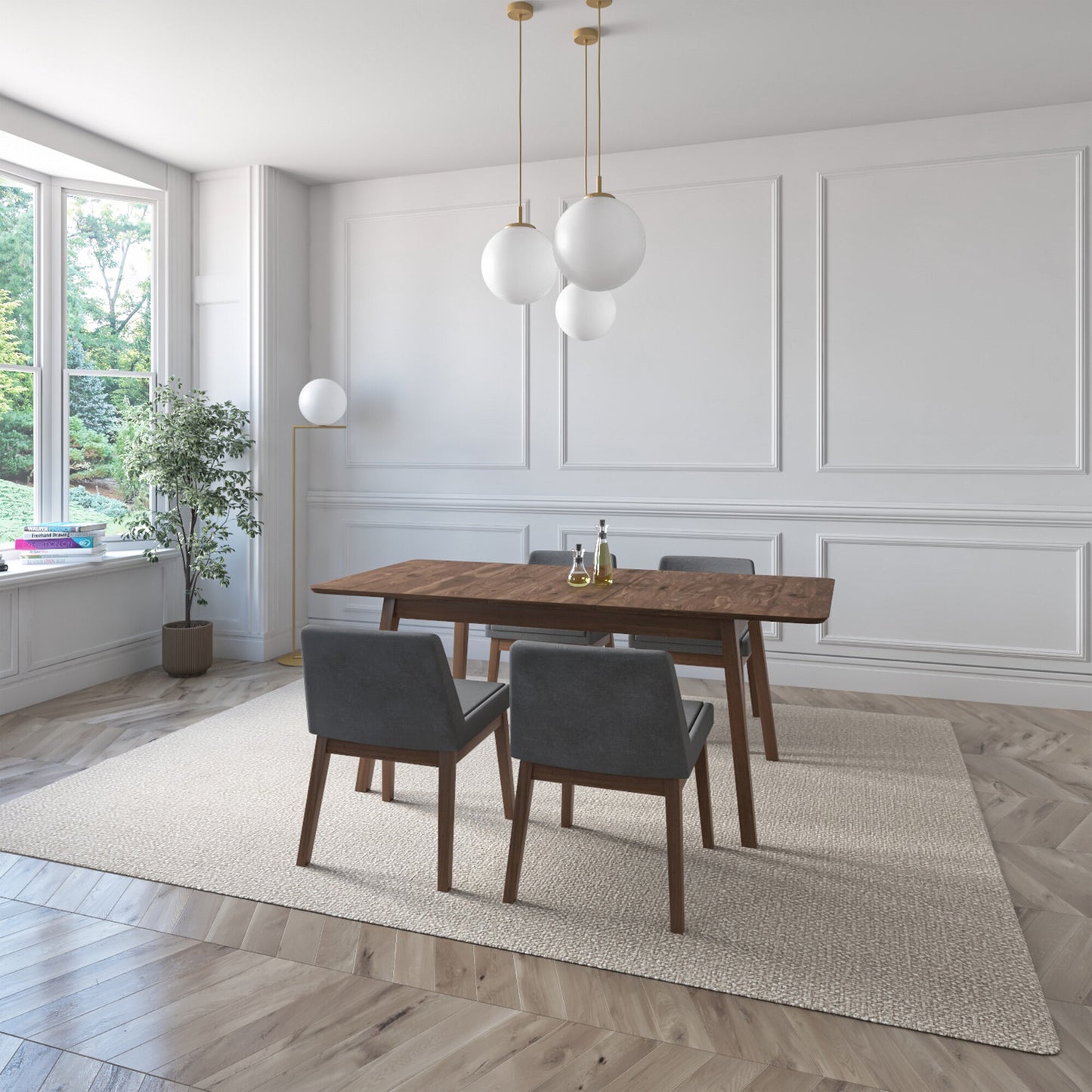 Juego de Comedor Extensible Milan de Madera con 4 Sillas