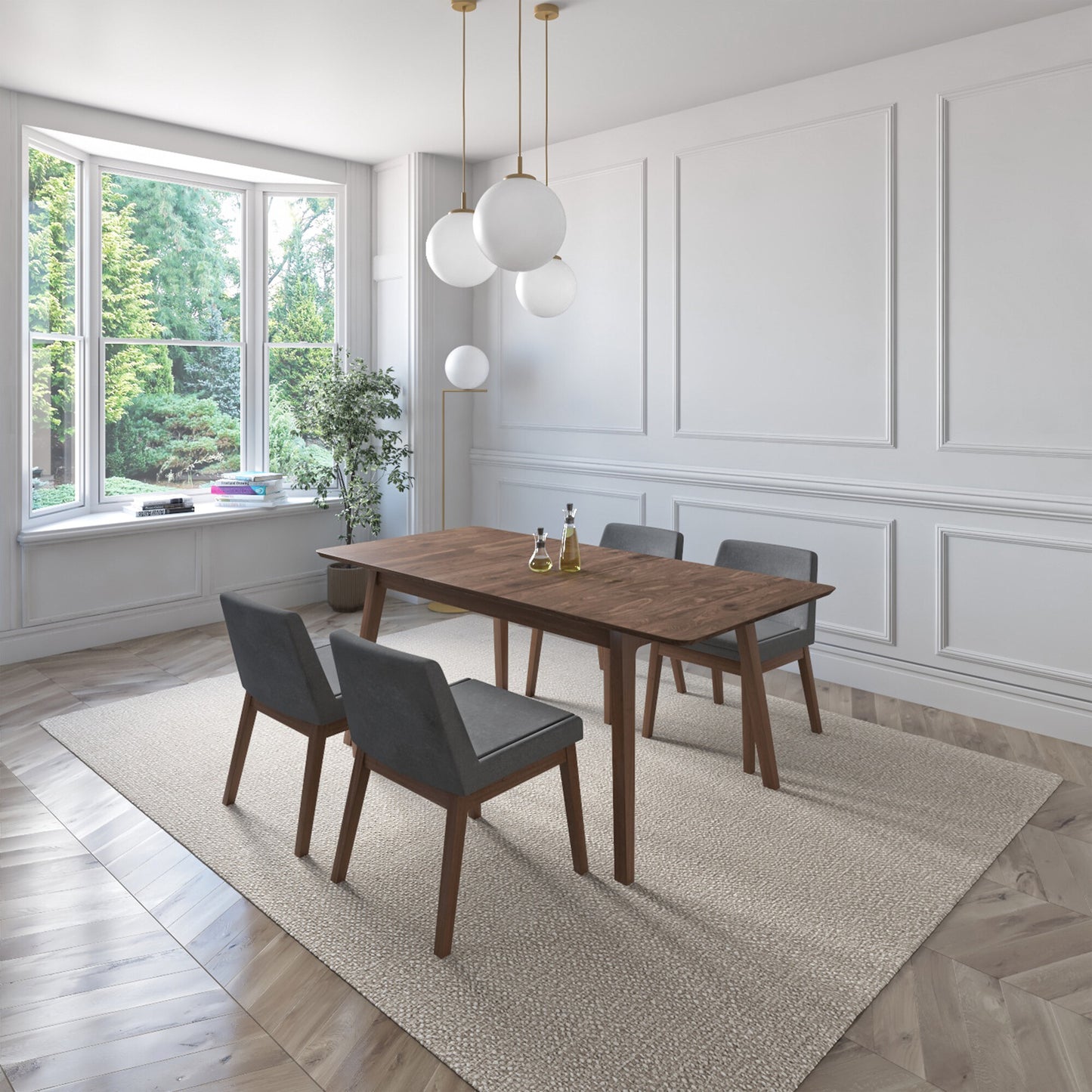 Juego de Comedor Extensible Milan de Madera con 4 Sillas