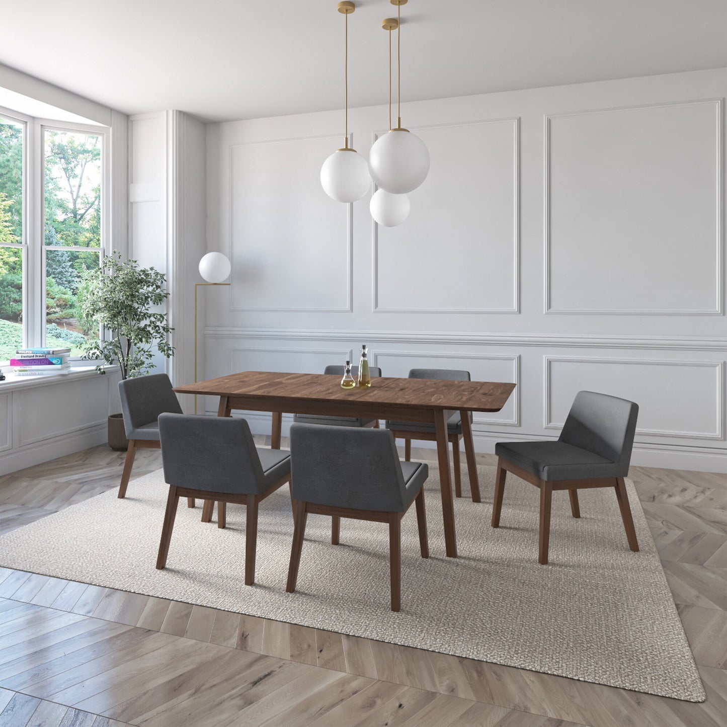 Juego de Comedor Extensible Milan de Madera con 6 Sillas