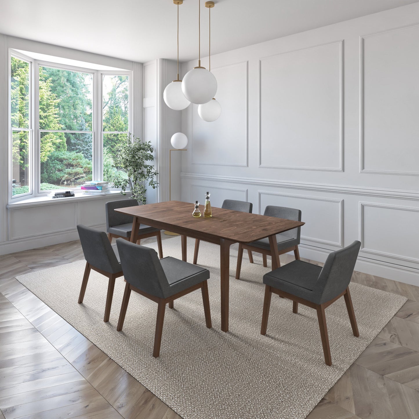 Juego de Comedor Extensible Milan de Madera con 6 Sillas