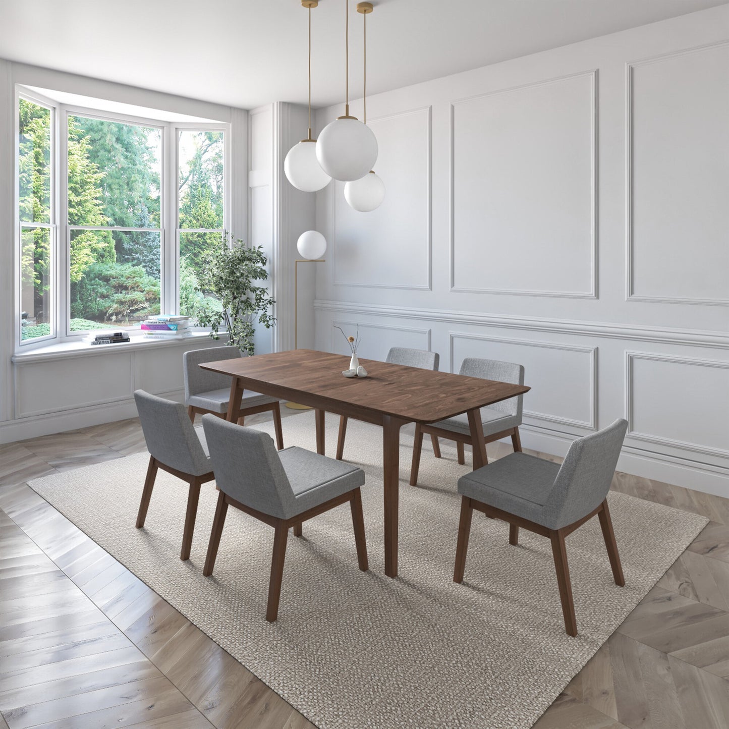 Juego de Comedor Extensible Milan de Madera con 6 Sillas